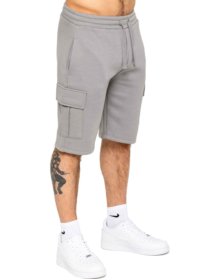 Enzo Jeans Raphael Fleece Cargo Shorts - Grey