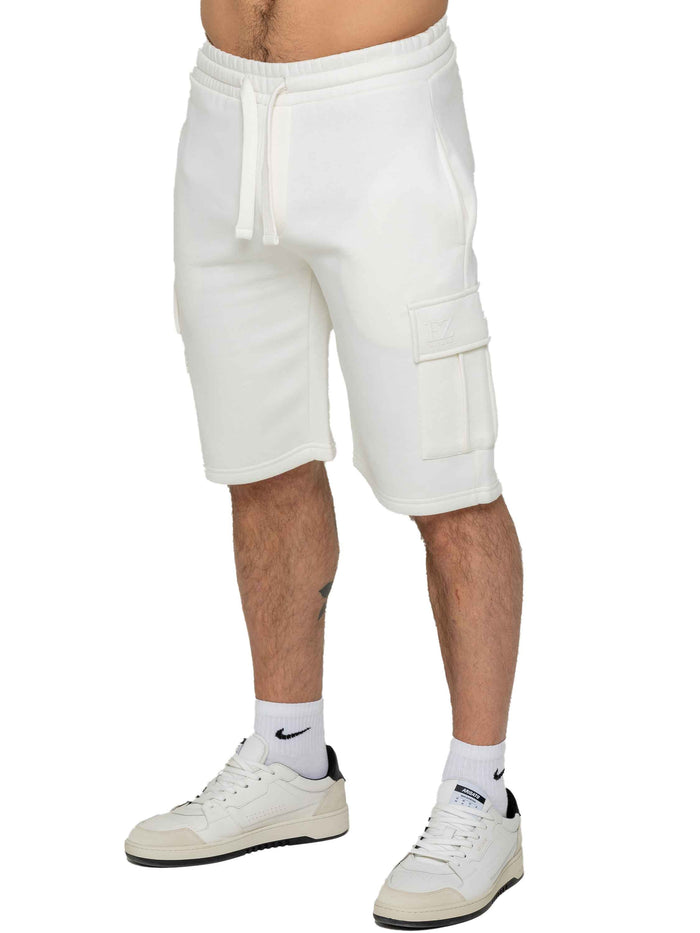 Enzo Jeans Raphael Fleece Cargo Shorts - Off White