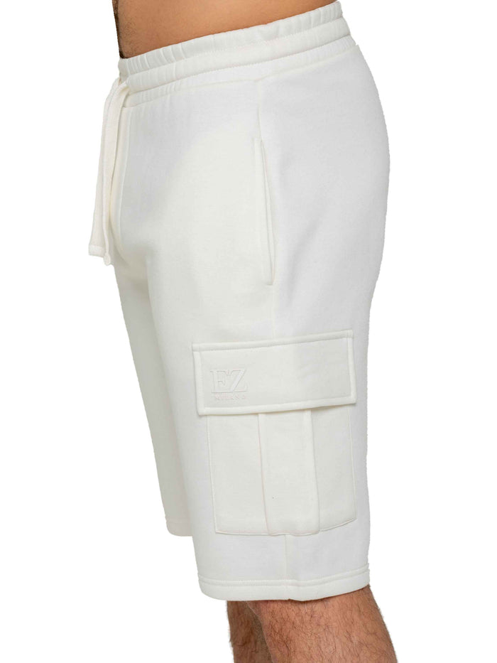 Enzo Jeans Raphael Fleece Cargo Shorts - Off White