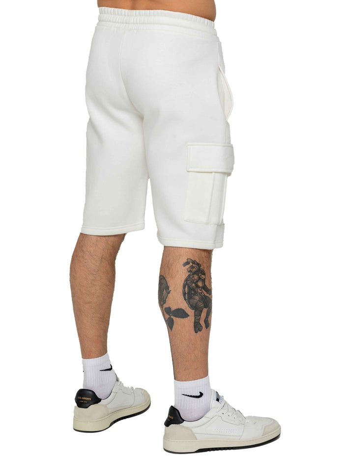 Enzo Jeans Raphael Fleece Cargo Shorts - Off White