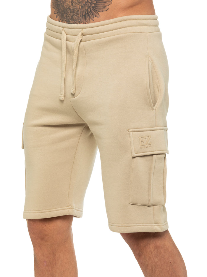 Enzo Jeans Raphael Fleece Cargo Shorts - Stone