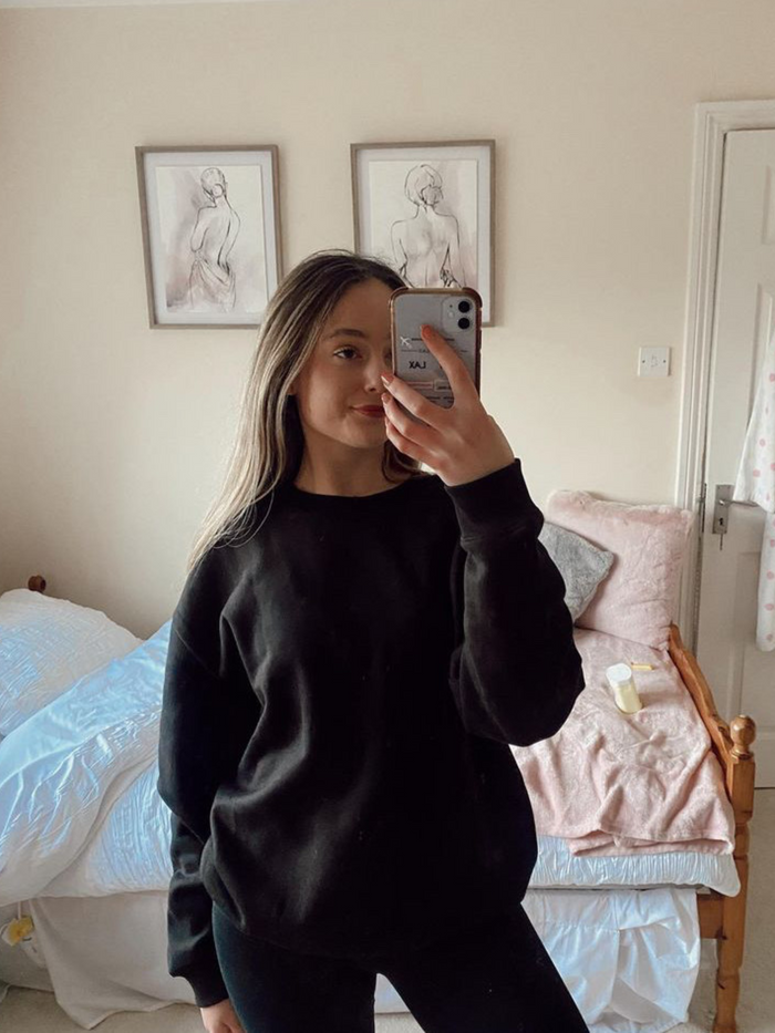 Enzo Jeans Relaxed Oversized Sweatshirt - Black