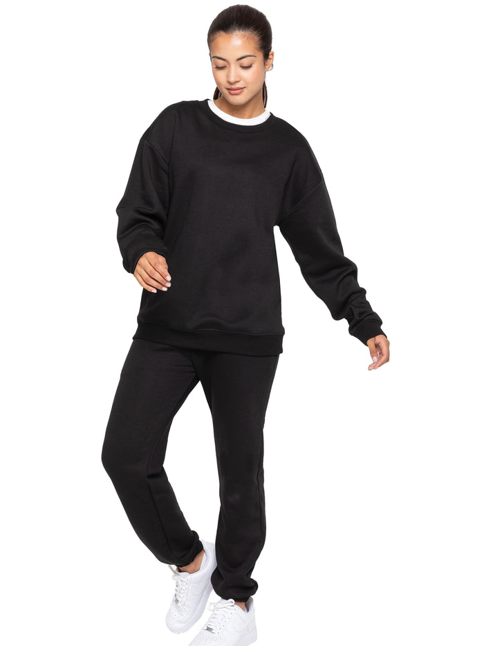 Enzo Jeans Relaxed Oversized Sweatshirt - Black