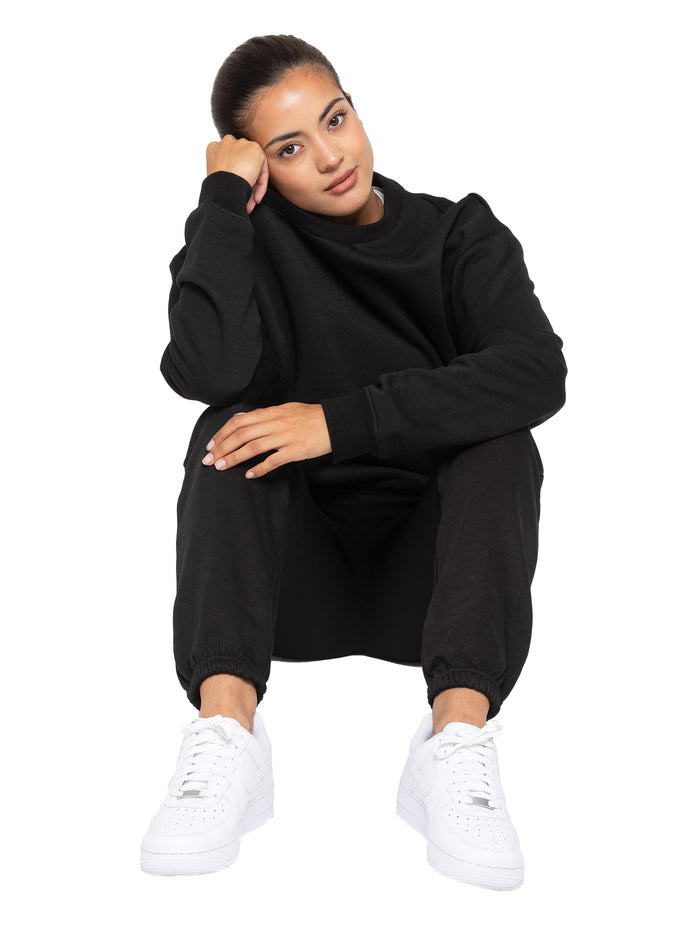 Enzo Jeans Relaxed Oversized Sweatshirt - Black