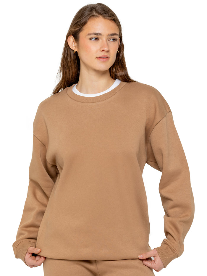 Enzo Jeans Relaxed Oversized Sweatshirt - Camel