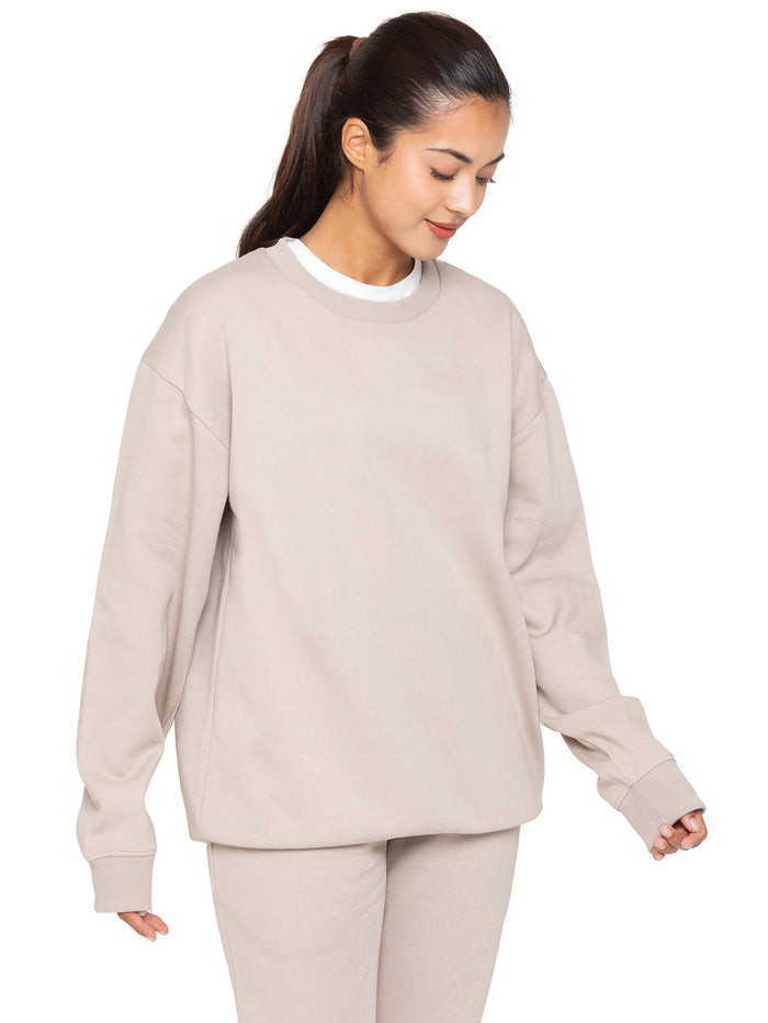 enzo jeans Relaxed Oversized Sweatshirt - Oatmeal