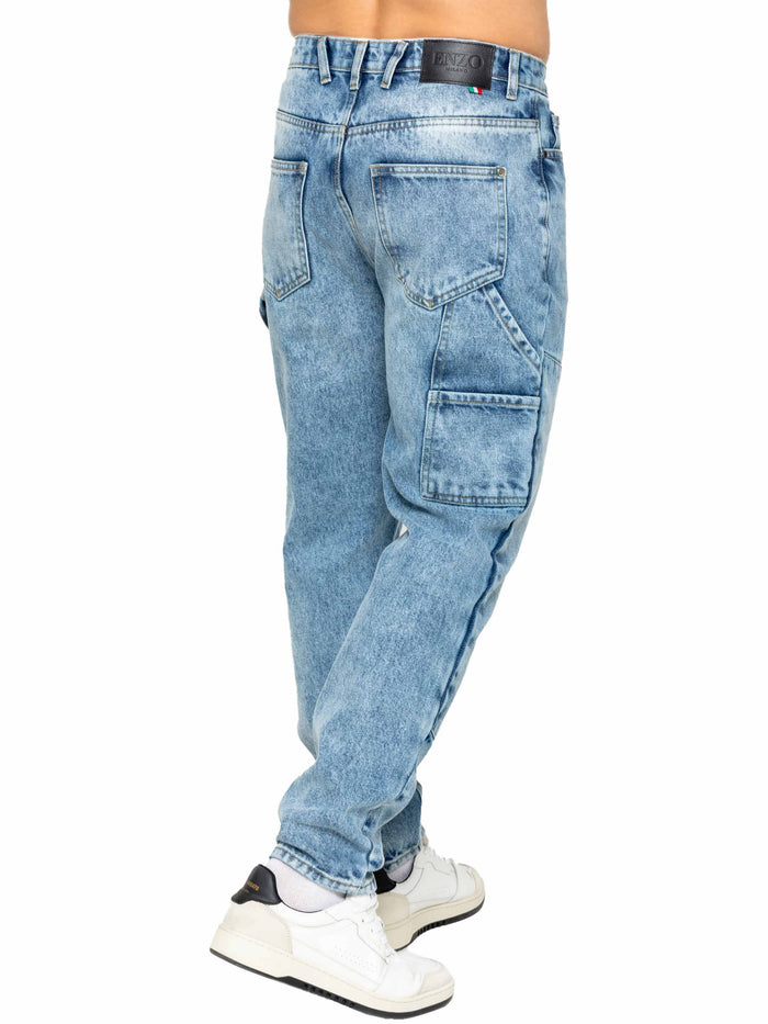 Enzo Jeans Renato Carpenter Denim Jeans - Light Blue