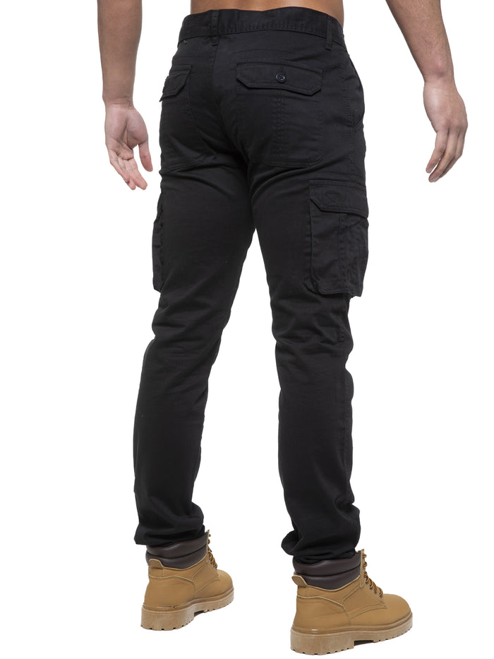 Enzo Jeans Rhys Cotton Cargo Trousers - Black