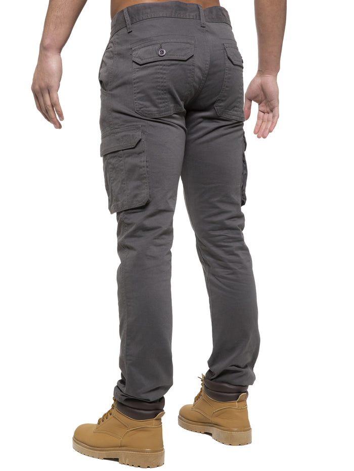 Enzo Jeans Rhys Cotton Cargo Trousers - Grey