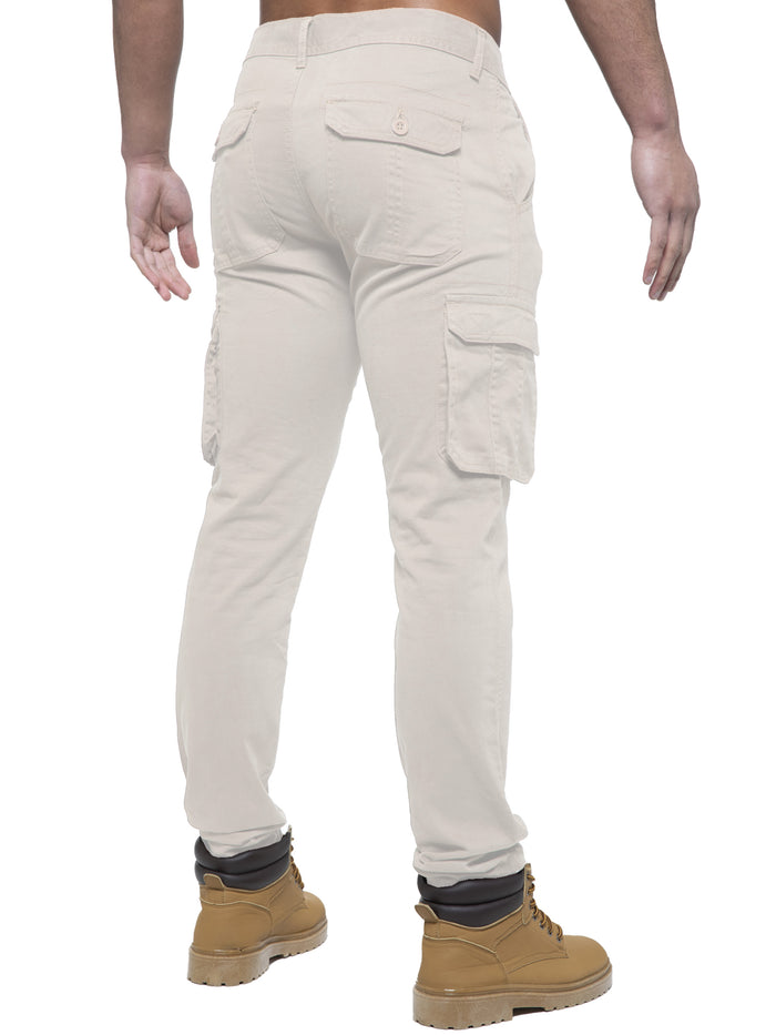 Enzo Jeans Rhys Cotton Cargo Trousers - Stone