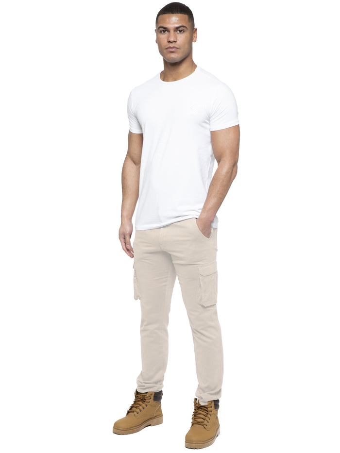 Enzo Jeans Rhys Cotton Cargo Trousers - Stone