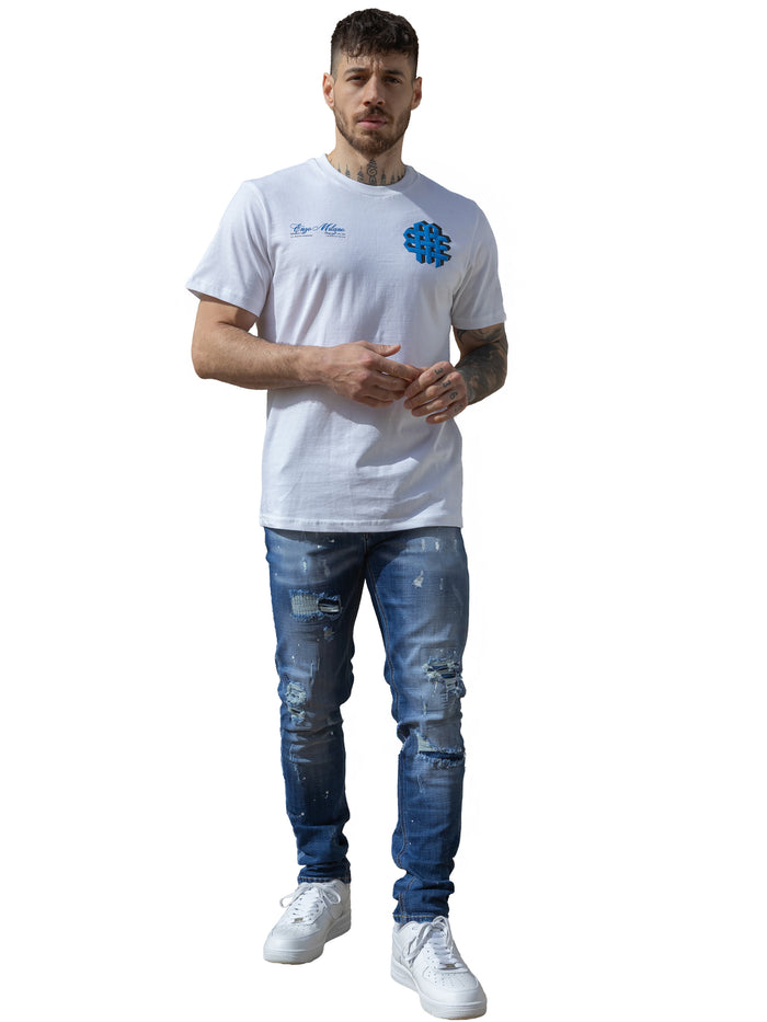 Enzo Jeans Rocco Slim Fit Ripped Jeans - Blue