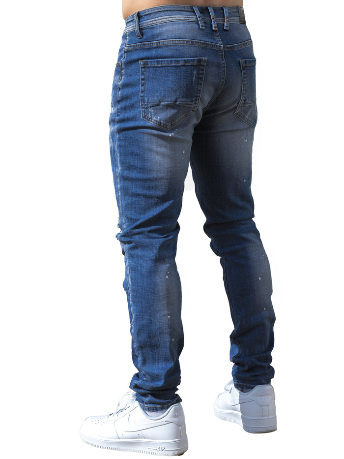 Enzo Jeans Rocco Slim Fit Ripped Jeans - Blue