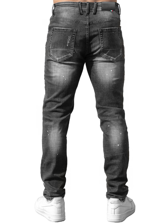 Enzo Jeans Rocco Slim Fit Ripped Jeans - Grey