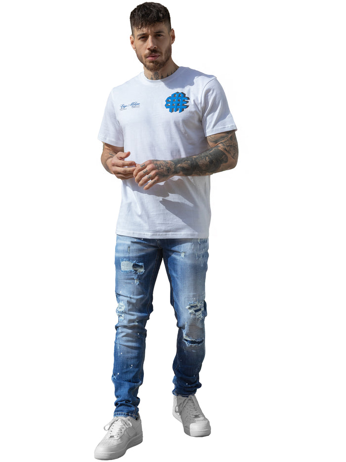 Enzo Jeans Rocco Slim Fit Ripped Jeans - Light Blue