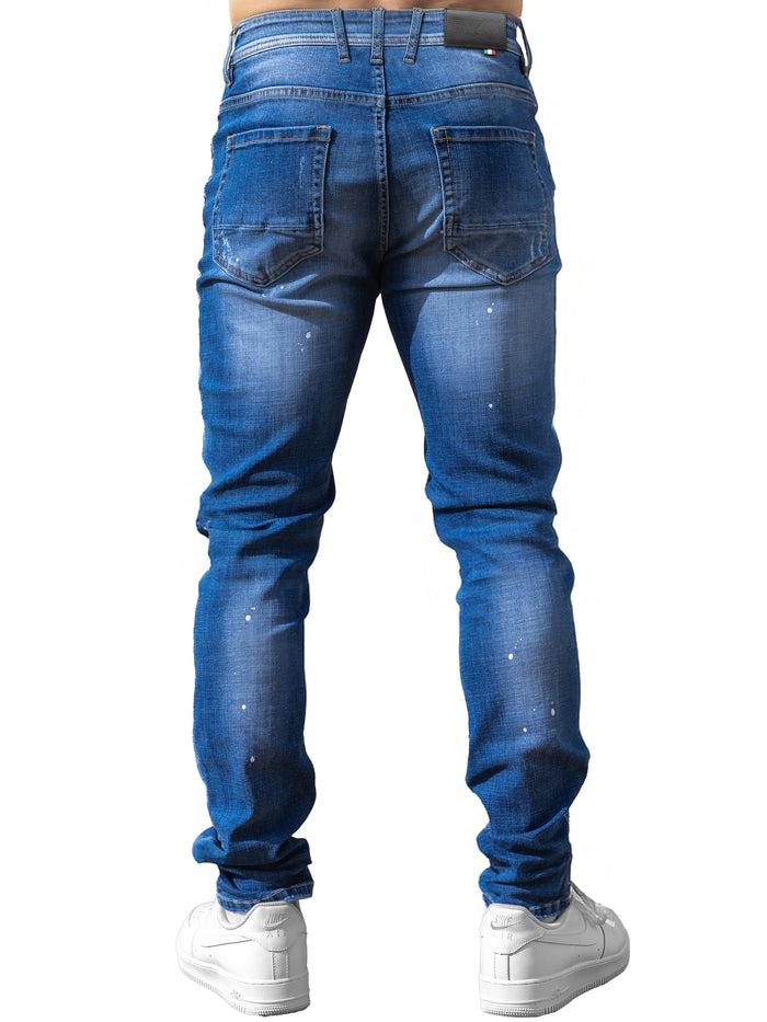 Enzo Jeans Rocco Slim Fit Ripped Jeans - Light Blue