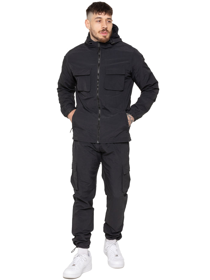 Enzo Jeans Samuele Crinkle Cargo Pants - Black