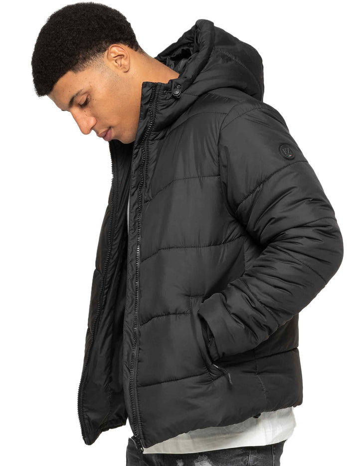 Enzo Jeans Sebastiano Puffer Coat Jacket - Black