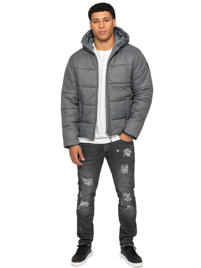 Enzo Jeans Sebastiano Puffer Coat Jacket - Grey
