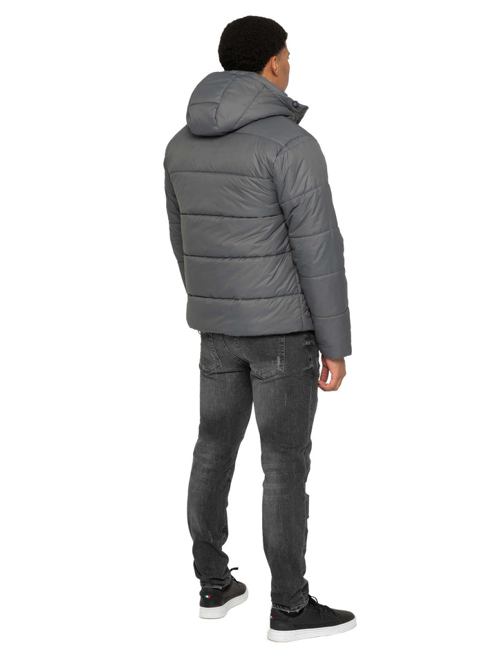 Enzo Jeans Sebastiano Puffer Coat Jacket - Grey