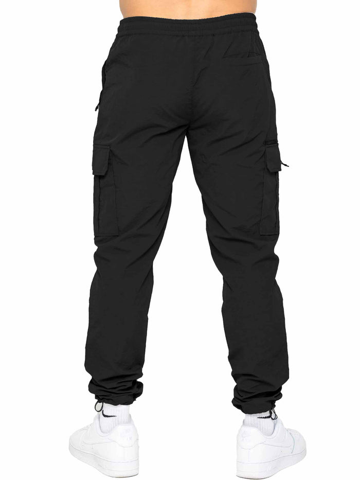 Enzo Jeans Tiago Crinkle Cargo Pants - Black