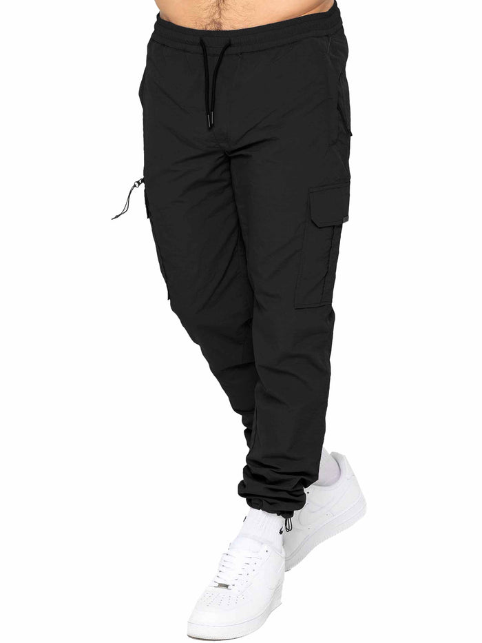 Enzo Jeans Tiago Crinkle Cargo Pants - Black