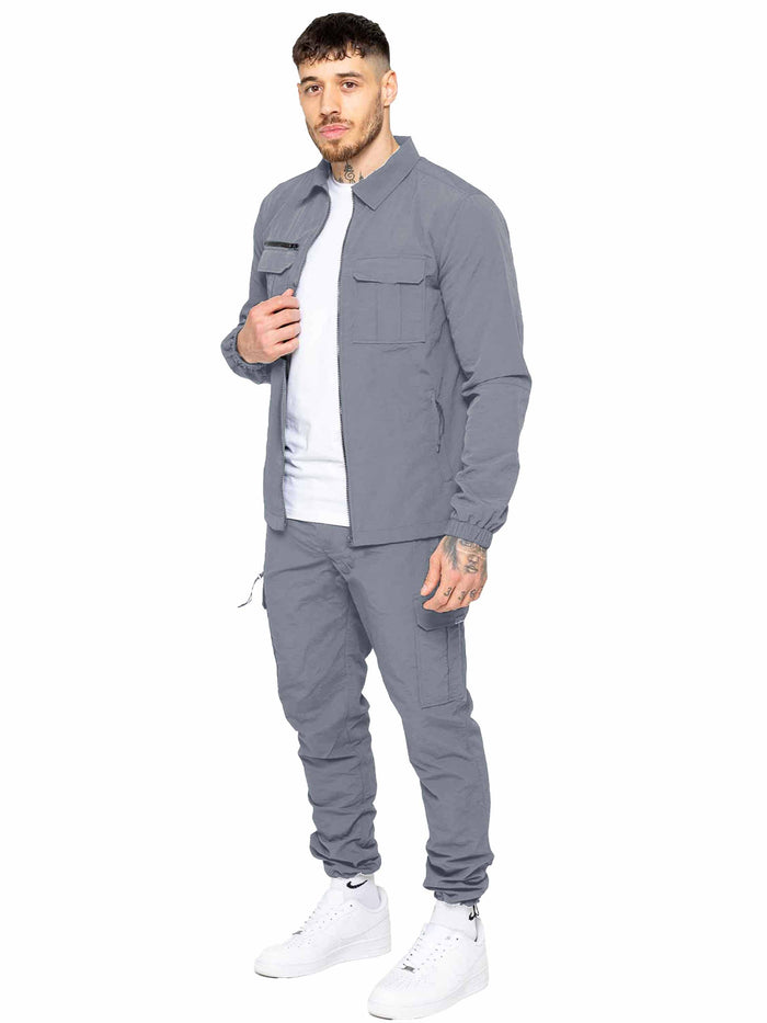 Enzo Jeans Tiago Crinkle Cargo Pants - Grey
