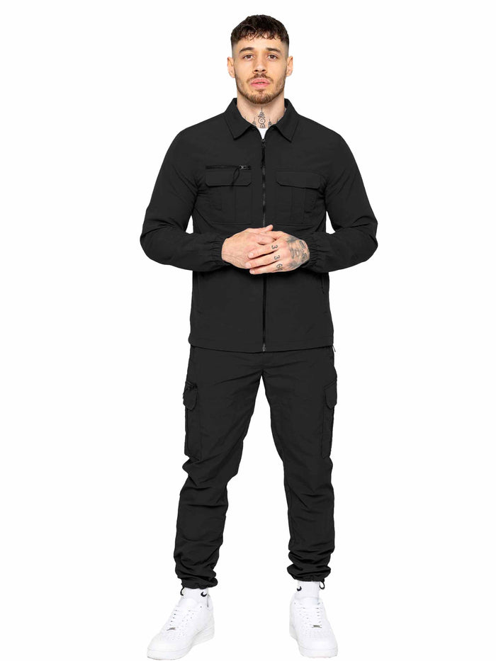 Enzo Jeans Tiago Crinkle Shirt Jacket - Black