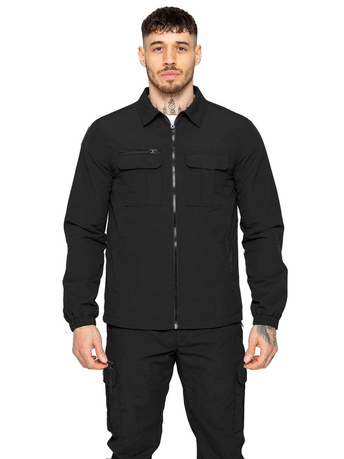 enzo jeans Tiago Crinkle Shirt Jacket - Black