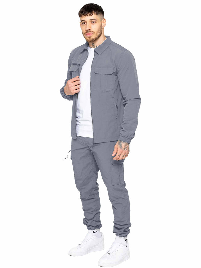 Enzo Jeans Tiago Crinkle Shirt Jacket - Grey