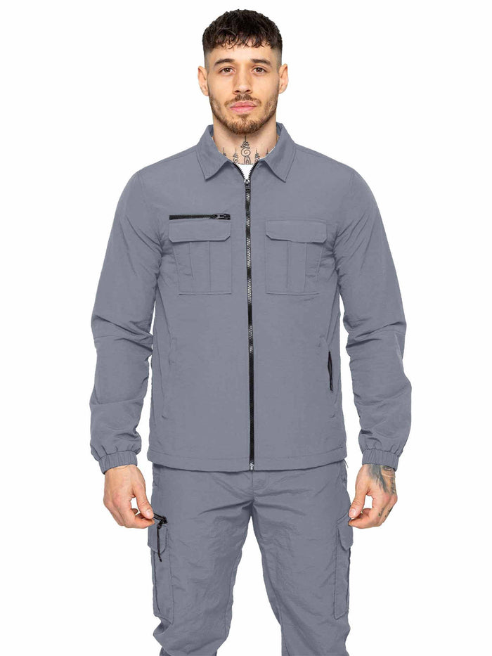enzo jeans Tiago Crinkle Shirt Jacket - Grey