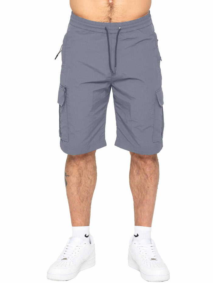 enzo jeans Tiago Crinkle Utility Cargo Shorts - Grey