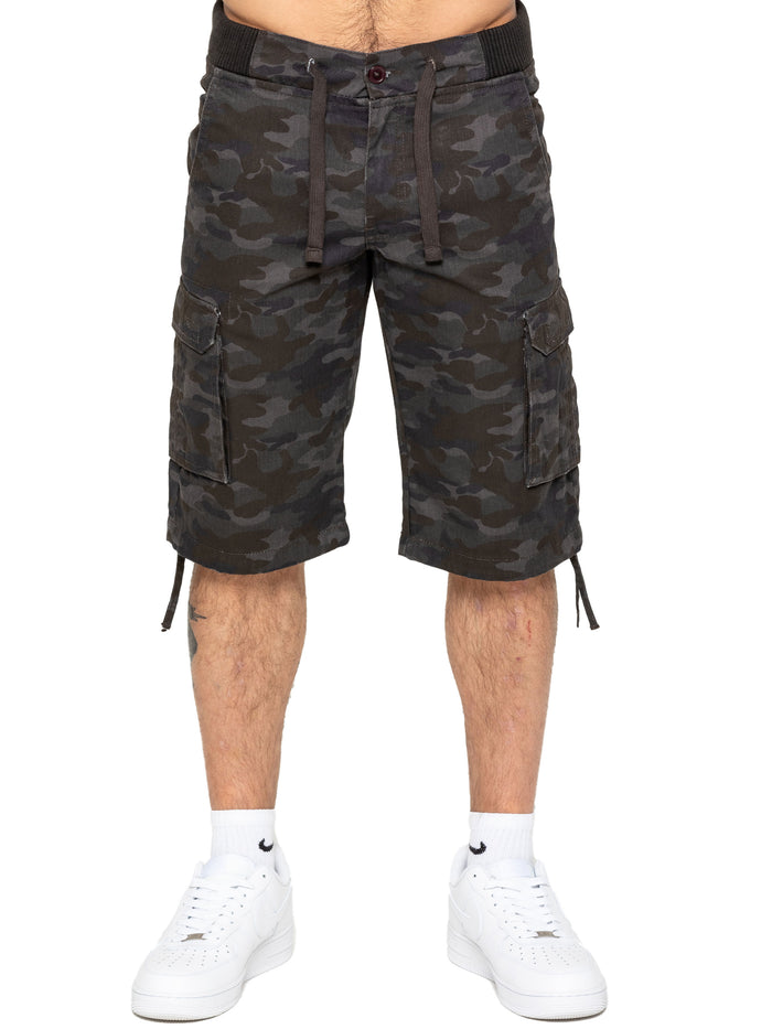 Enzo Jeans Trey Cargo Shorts - Dark Khaki Camo