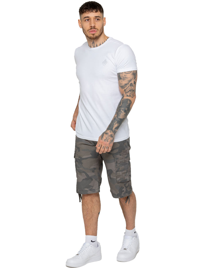 Enzo Jeans Trey Cargo Shorts - Grey Camo