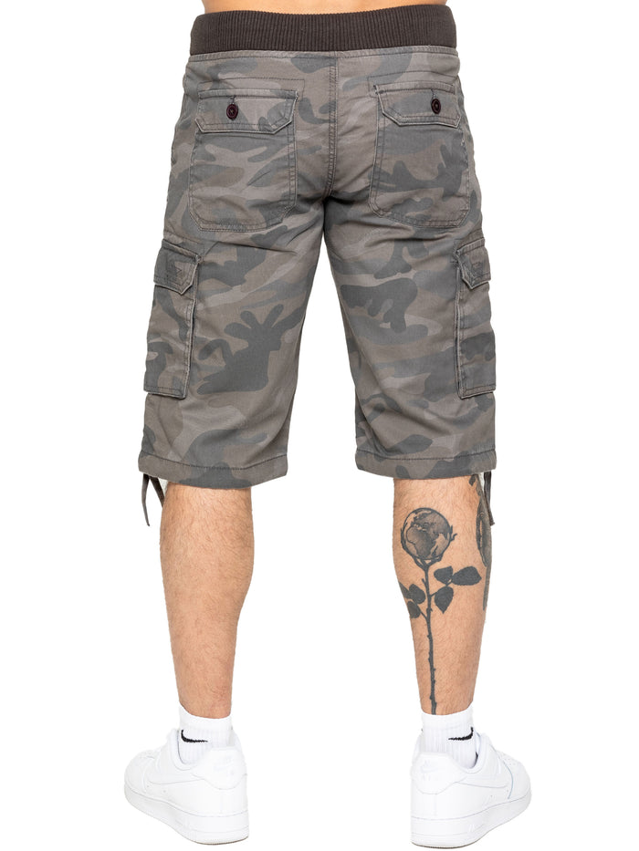 Enzo Jeans Trey Cargo Shorts - Grey Camo