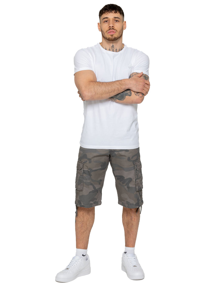 Enzo Jeans Trey Cargo Shorts - Grey Camo