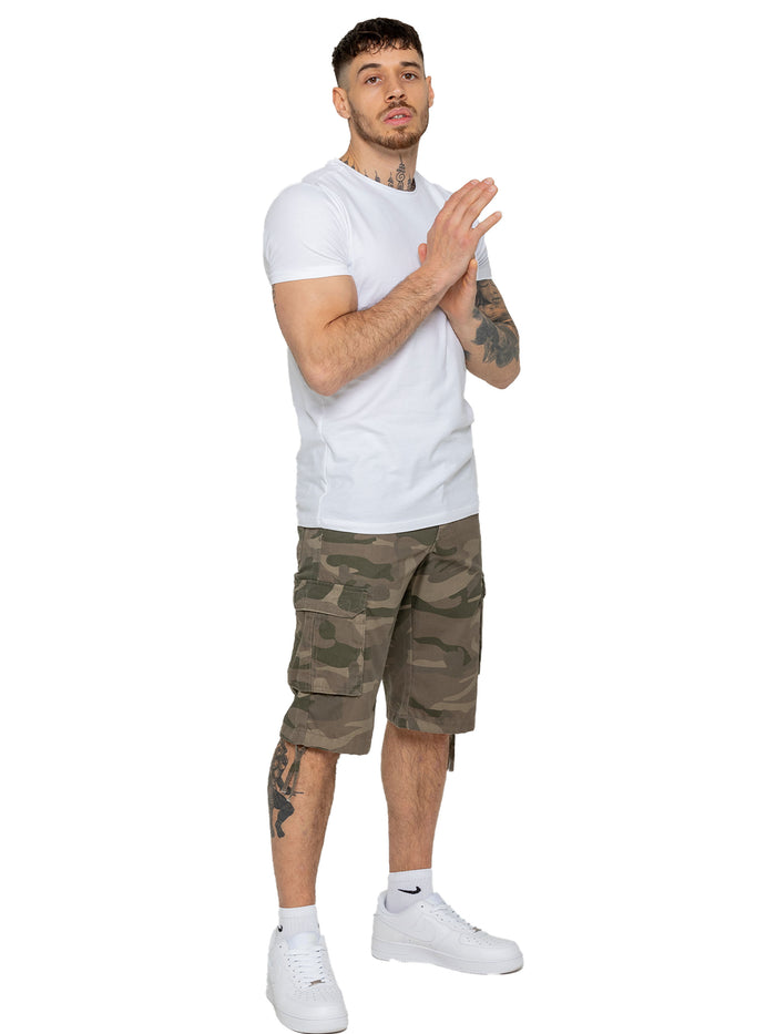 Enzo Jeans Trey Cargo Shorts - Khaki Camo