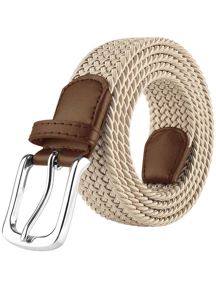enzo jeans Unisex Elasticated Woven Belt - Beige