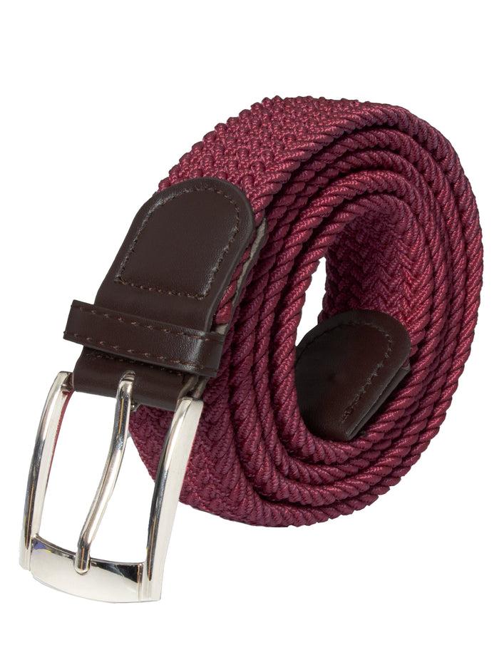 enzo jeans Unisex Elasticated Woven Belt - Burgundy