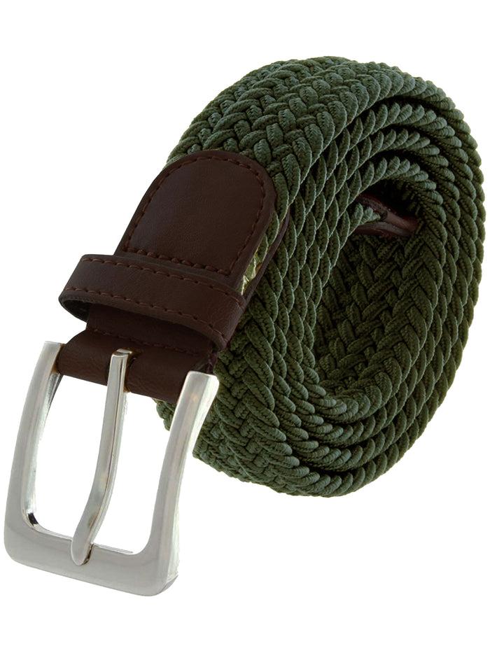 enzo jeans Unisex Elasticated Woven Belt - Khaki