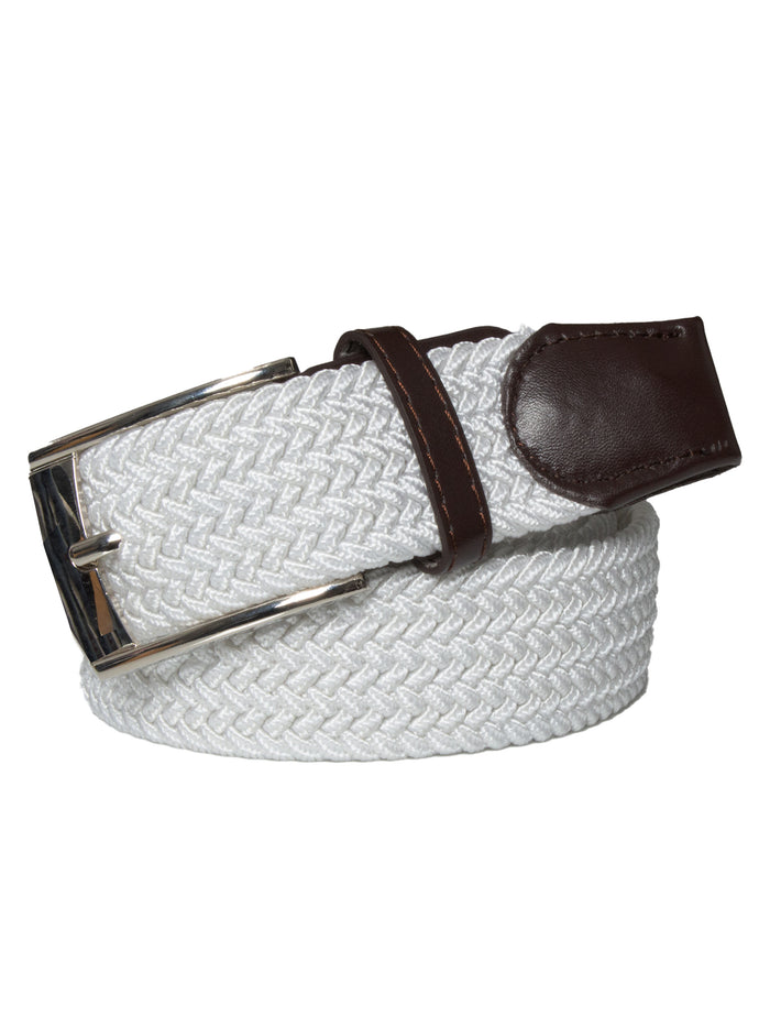 Enzo Jeans Unisex Elasticated Woven Belt - Off White
