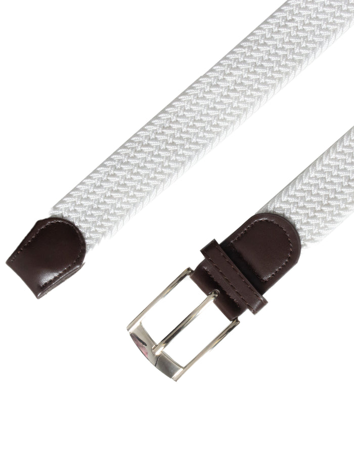 Enzo Jeans Unisex Elasticated Woven Belt - Off White
