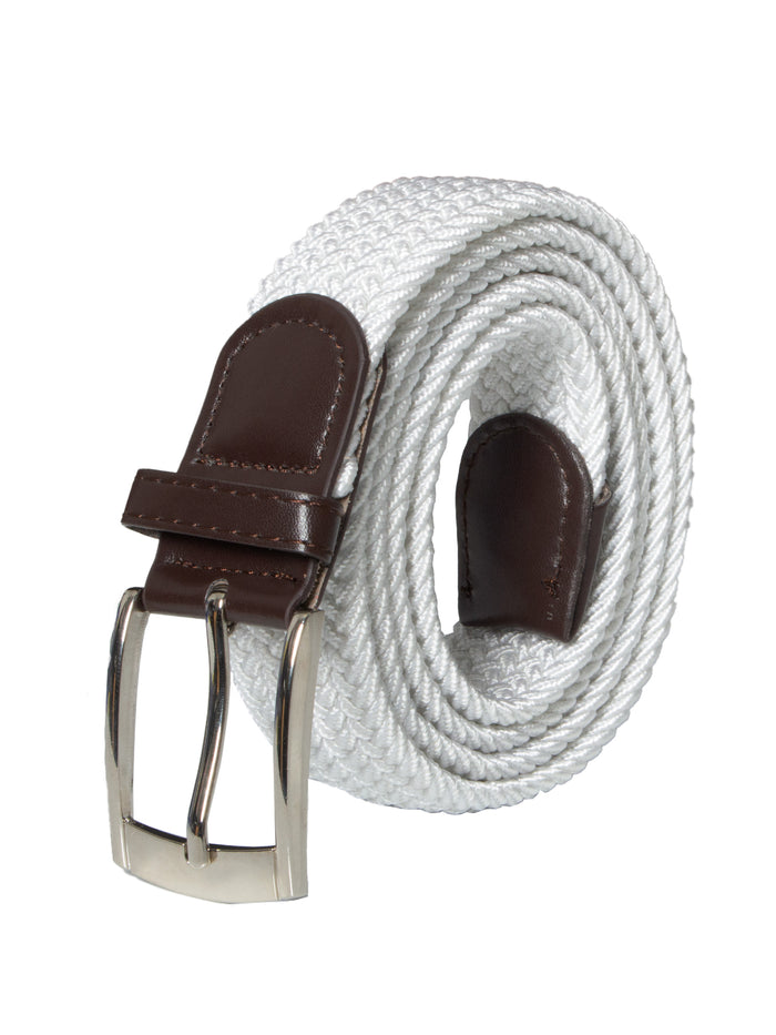 enzo jeans Unisex Elasticated Woven Belt - Off White