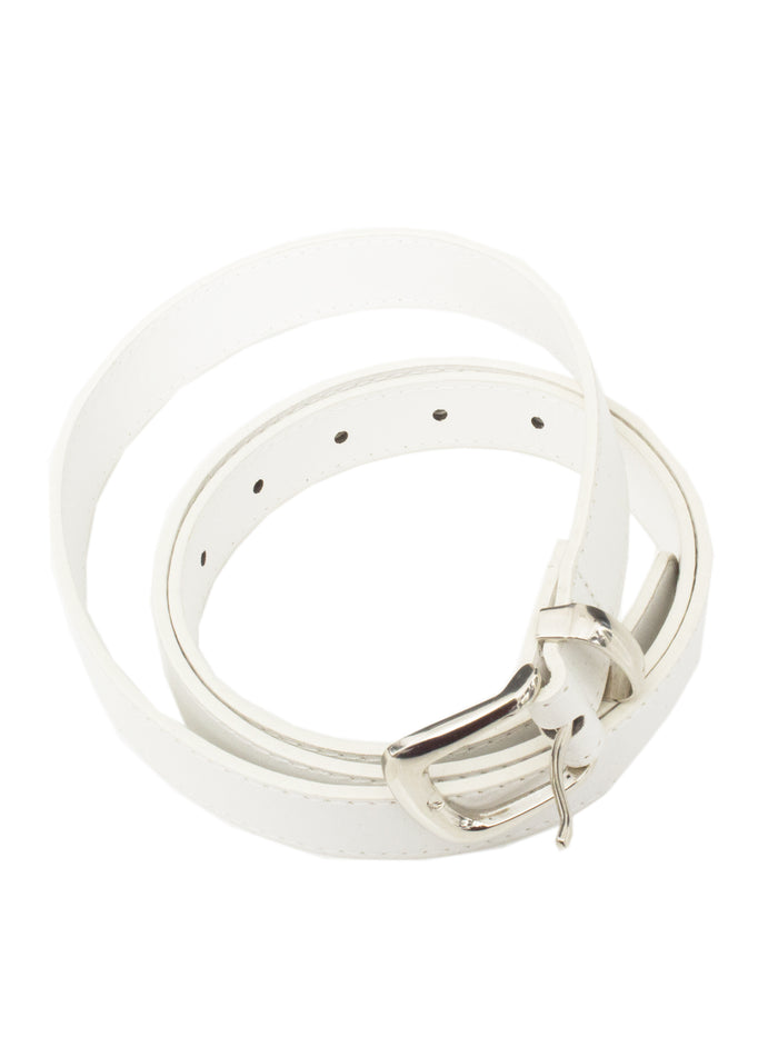 Enzo Jeans Womens Faux Leather Belt - White