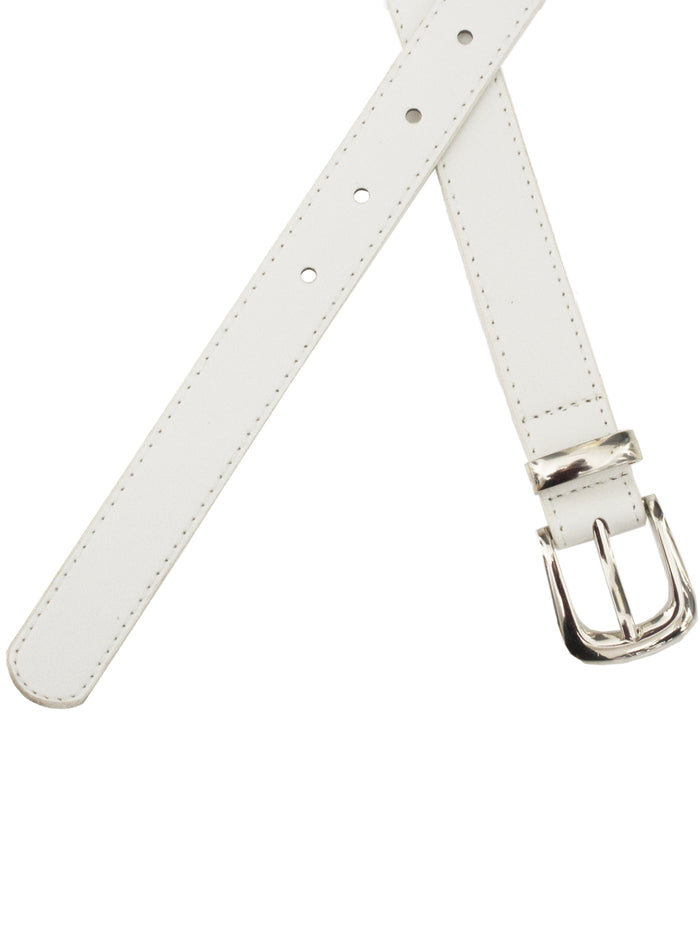 Enzo Jeans Womens Faux Leather Belt - White
