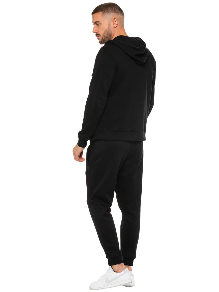 Enzo Jeans Zip Up Hoodie And Joggers Set - Black
