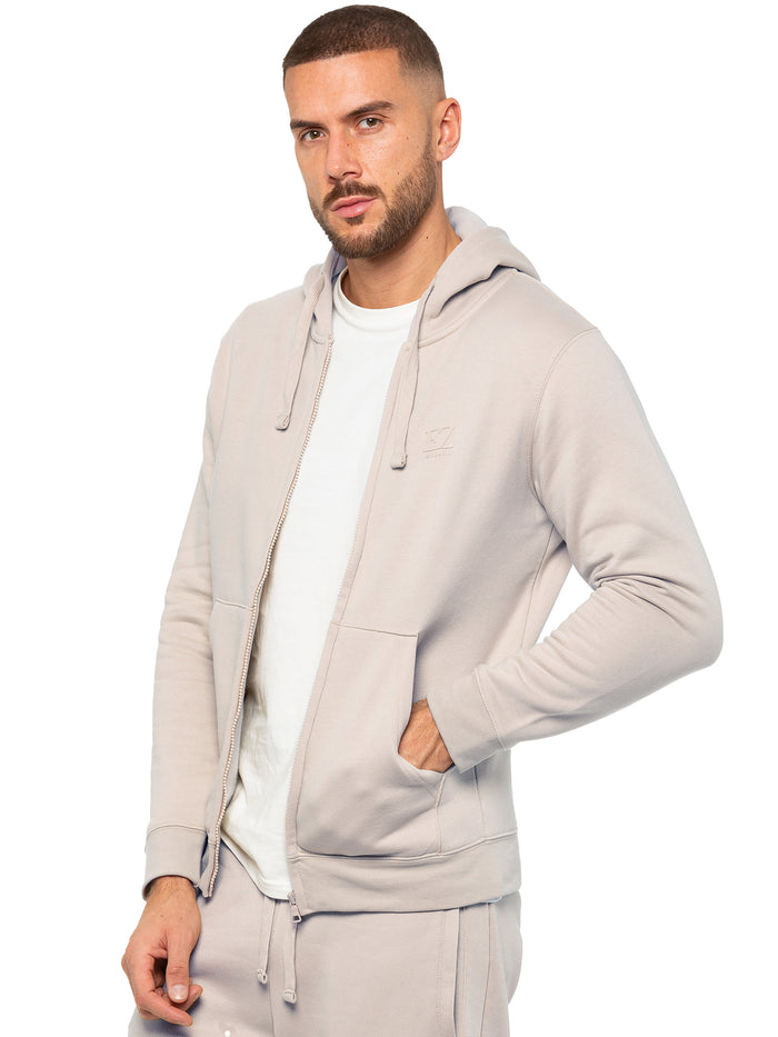 Enzo Jeans Zip Up Hoodie And Joggers Set - Clay