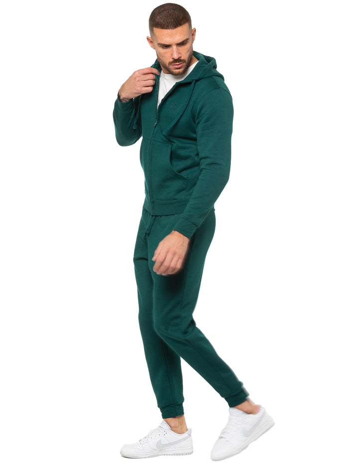 Enzo Jeans Zip Up Hoodie And Joggers Set - Green