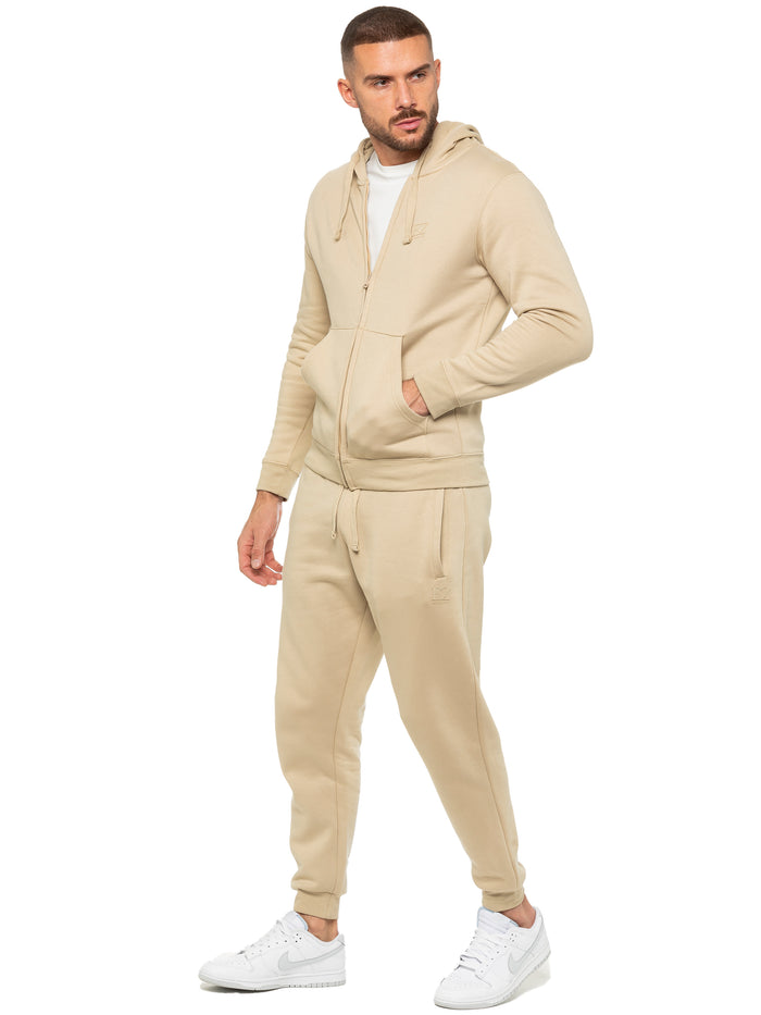 Enzo Jeans Zip Up Hoodie And Joggers Set - Stone