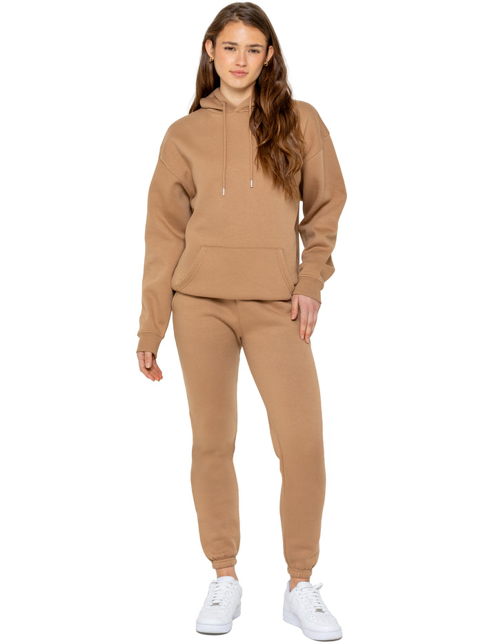 enzo jeans Essential Oversized Hoodie and Jogger Set - Camel